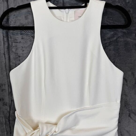 Cinq à Sept Cassaleigh Tie-Waist Sleeveless Dress White Back Zip Tulip Size 4 - Picture 4 of 15